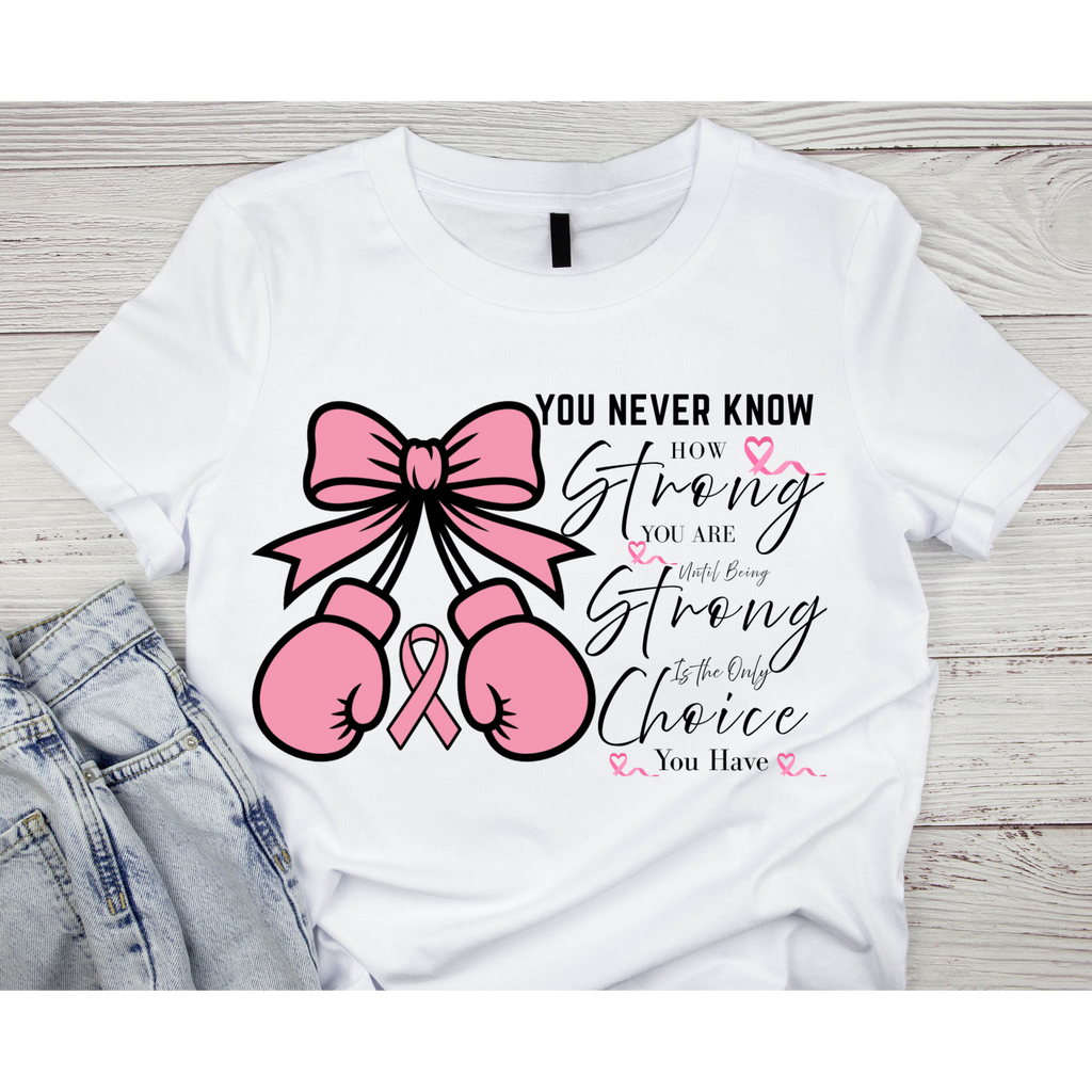 Be strong| women T-shirt pink and white blue
